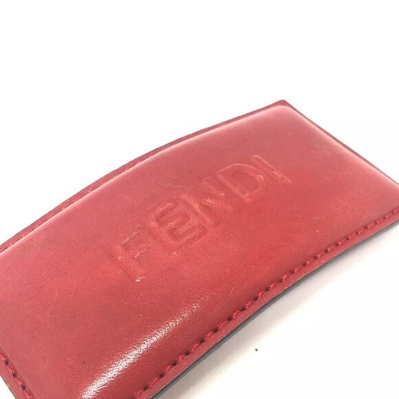 FENDI logo Barrette Hair Clip Leather Red - Picture 1 of 15